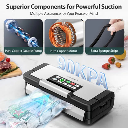 Precision Vacuum Sealer Machine Pro, 2X Seal & 130W Pump Powerful Vacuum Sealer for Food,10-In-1 Functions with Handle