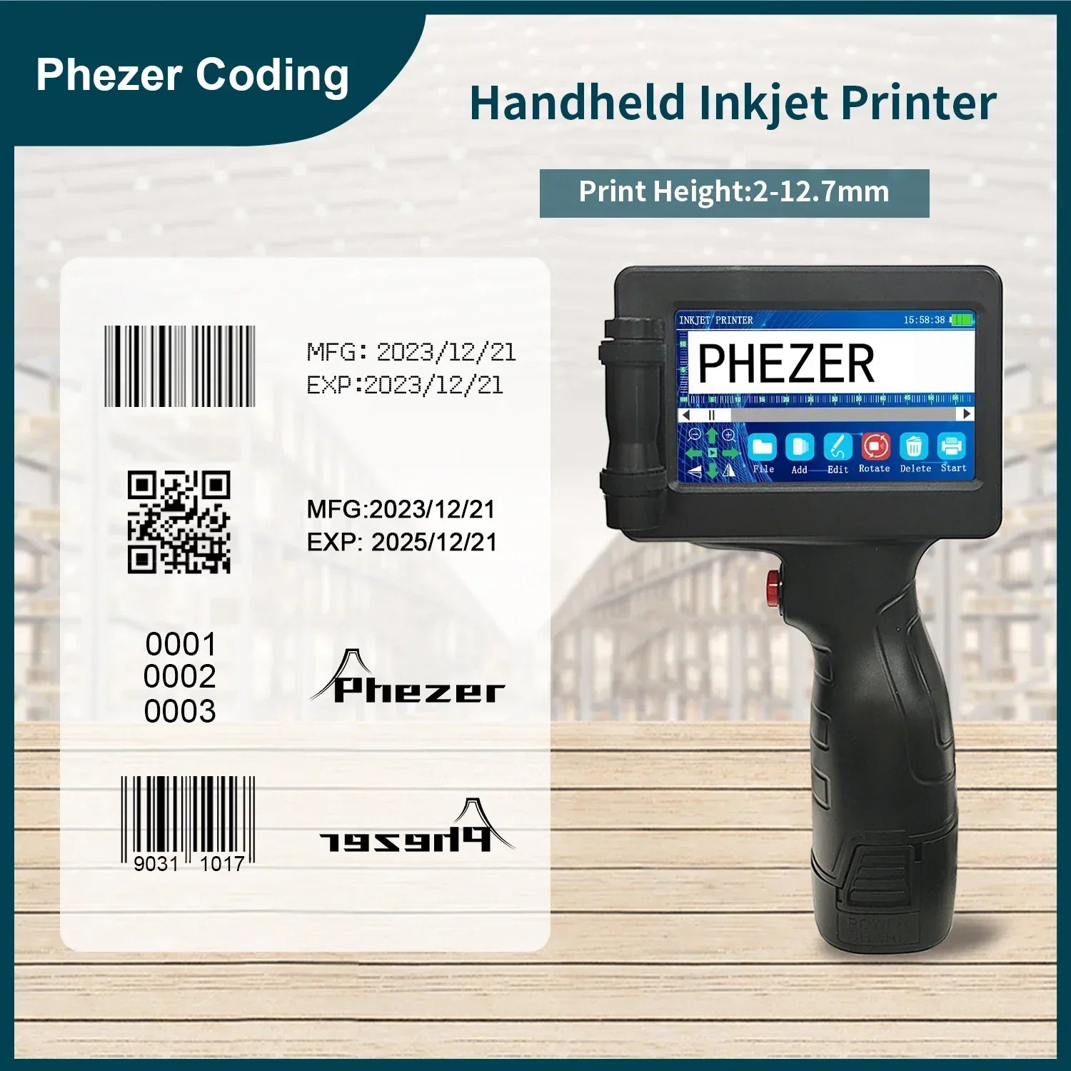 Phezer P17 Handheld Inkjet Printer