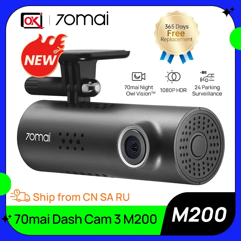 70Mai Dash Cam 3 M200 Car DVR with English Voice Control Night Vision 24H Parking Mode