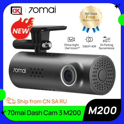 70Mai Dash Cam 3 M200 Car DVR with English Voice Control Night Vision 24H Parking Mode