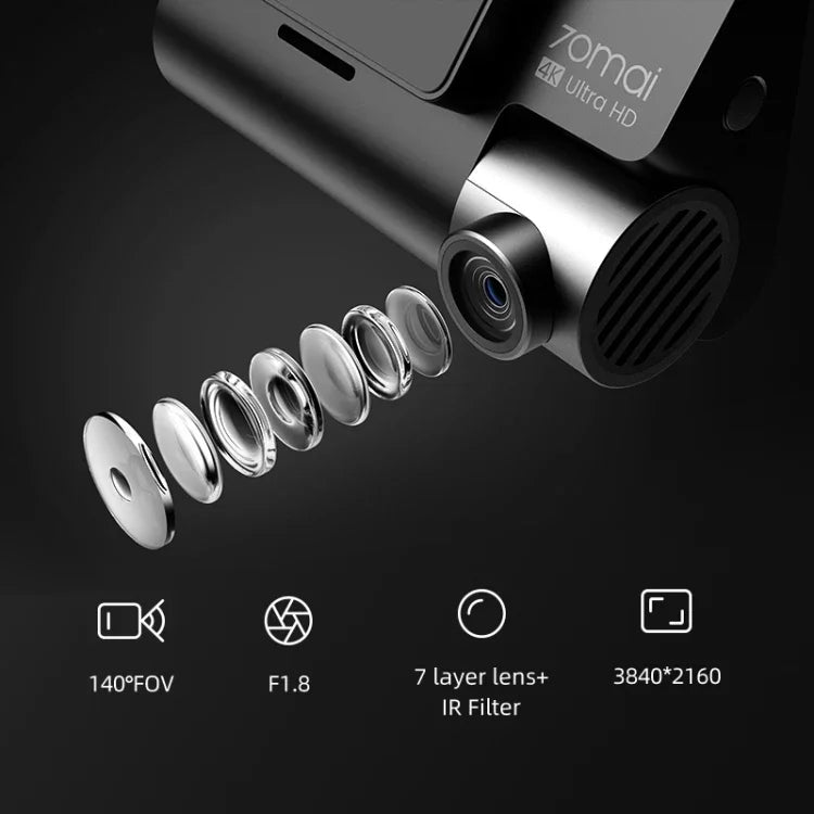 70Mai A800S Car Dash Cam Single Camera 3 Inch 4K Dash Camera for Cars