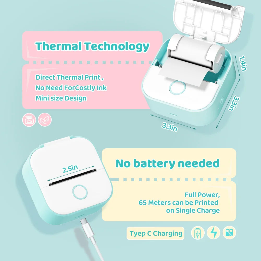 Phomemo T02 Mini Thermal Printer Wireless Mini Pocket Printer