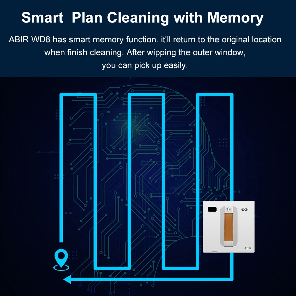 Window Vacuum Robot Cleaner ABIR WD8, Dual Ultrasonic Spray, AI Intelligent Wipping, Updated Laser,Smart Home Glass Wall Washing