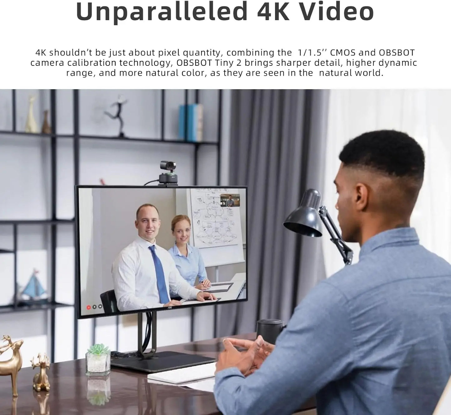 Tiny 2 Ai-Powered PTZ 4K Webcam 1/1.5" CMOS 4X Faster Focusing USB 3.0 10X Faster Data Transmission