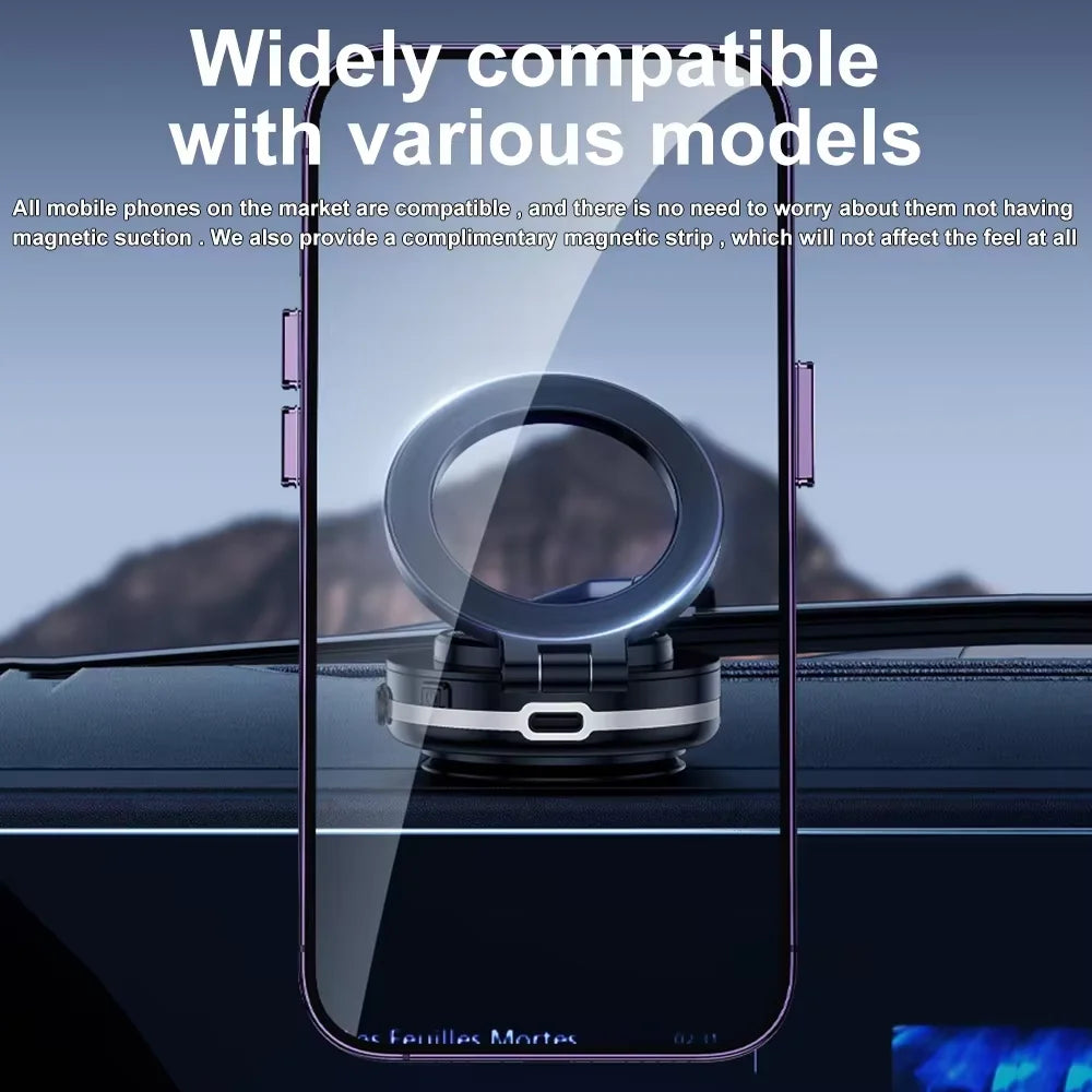 Magnetic Vacuum Car Phone Holder Suction Cup Folding Universal Navigation Stand Bracket