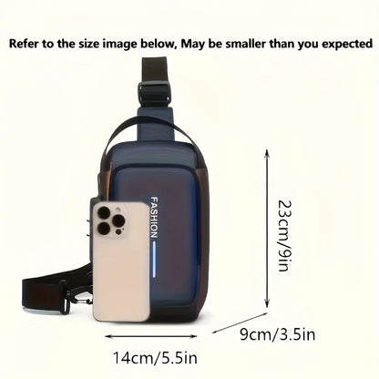 Men Chest Bag PU Leather Shoulder Bag  Charging Port Waterproof Crossbody Bags