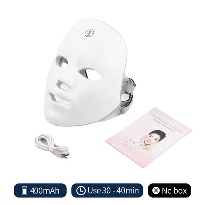 7 Colors Photon Facial LED Mask Red Light Therapy anti Aging Face Neck Beauty Mask Relaxation Treatment