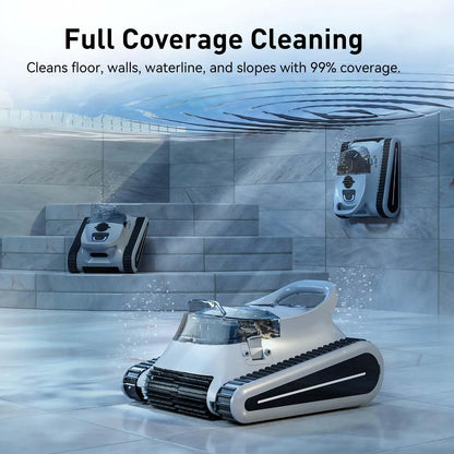 (2025 New) Seauto Crab Pro Cordless Robotic Cleaner, for Inground Pools up to 2000 Sq.Ft, All and Waterline Cleaning Vacuum