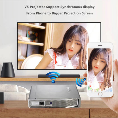 Clear Stock !! V5 DLP Smart Blu Ray 3D Projector Android Full HD 1080P 4K Active SBS TNB Smart Projector 2GRAM 32GROM 5G Wifi BT