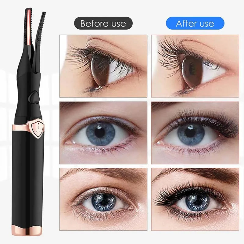 Electric Eyelash Curler Heated Eyelash Curler Portable USB Rechargeable Quick Natural Long Lasting Curling