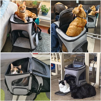 Breathable Pet Cat Carrier Backpack Foldable Pet Carrier Transport Travel Bag