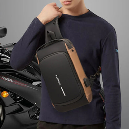 Men Chest Bag PU Leather Male Shoulder Bag anti Theft USB Charging Port Waterproof Crossbody Bags Travel Outdoor Sport Sling Bag