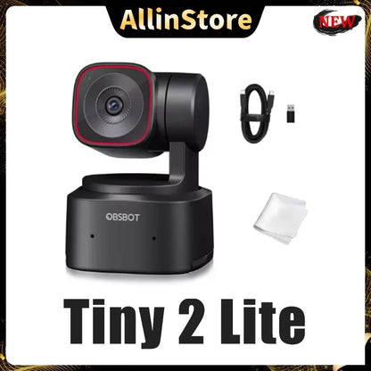 OBSBOT Tiny 2 Lite PTZ 4K Webcam 1080P@60Fps HDR with AI Tracking Privacy Cover Microphone 1/2" Sensor USB2.0 Plug&Play