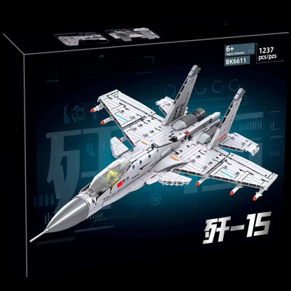 Military Bison Hovercraft and J-15 Fighter Building Block Toys