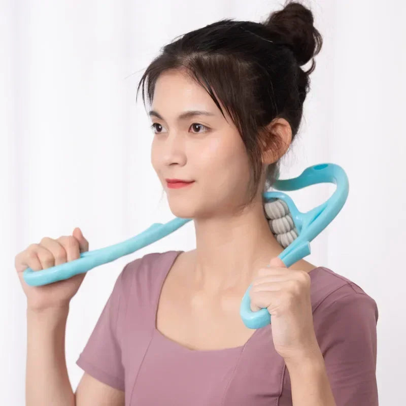 Cervical Neck Massager, Manual Neck Clamp Multifunctional Kneading Roller 6-Ball Shoulder and Neck Relaxation Massager