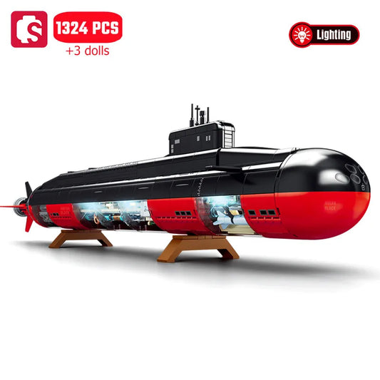 SEMBO 1324Pcs Military Strategic Nuclear Submarine Assemblage Building Blocks Toy