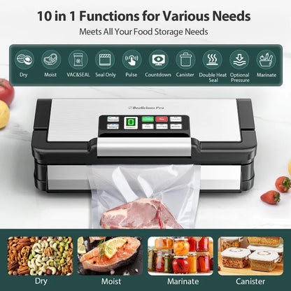 Precision Vacuum Sealer Machine Pro, 2X Seal & 130W Pump Powerful Vacuum Sealer for Food,10-In-1 Functions with Handle