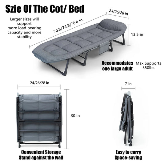American Folding Bed, Household Single Sofa Bed, Nap and Nap Lounge Chair, Essential for Courtyard Sunbathing