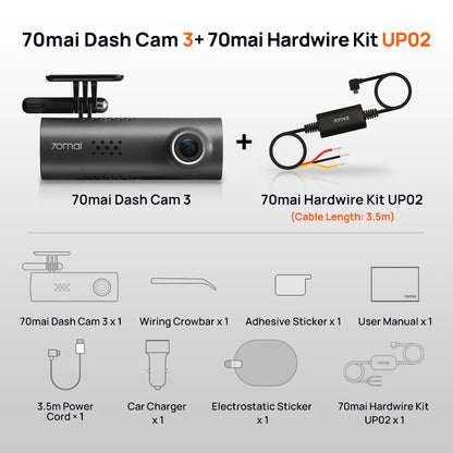 70Mai Dash Cam 3 M200 Car DVR with English Voice Control Night Vision 24H Parking Mode