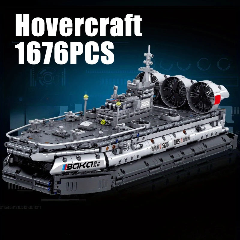 Military Bison Hovercraft and J-15 Fighter Building Block Toys