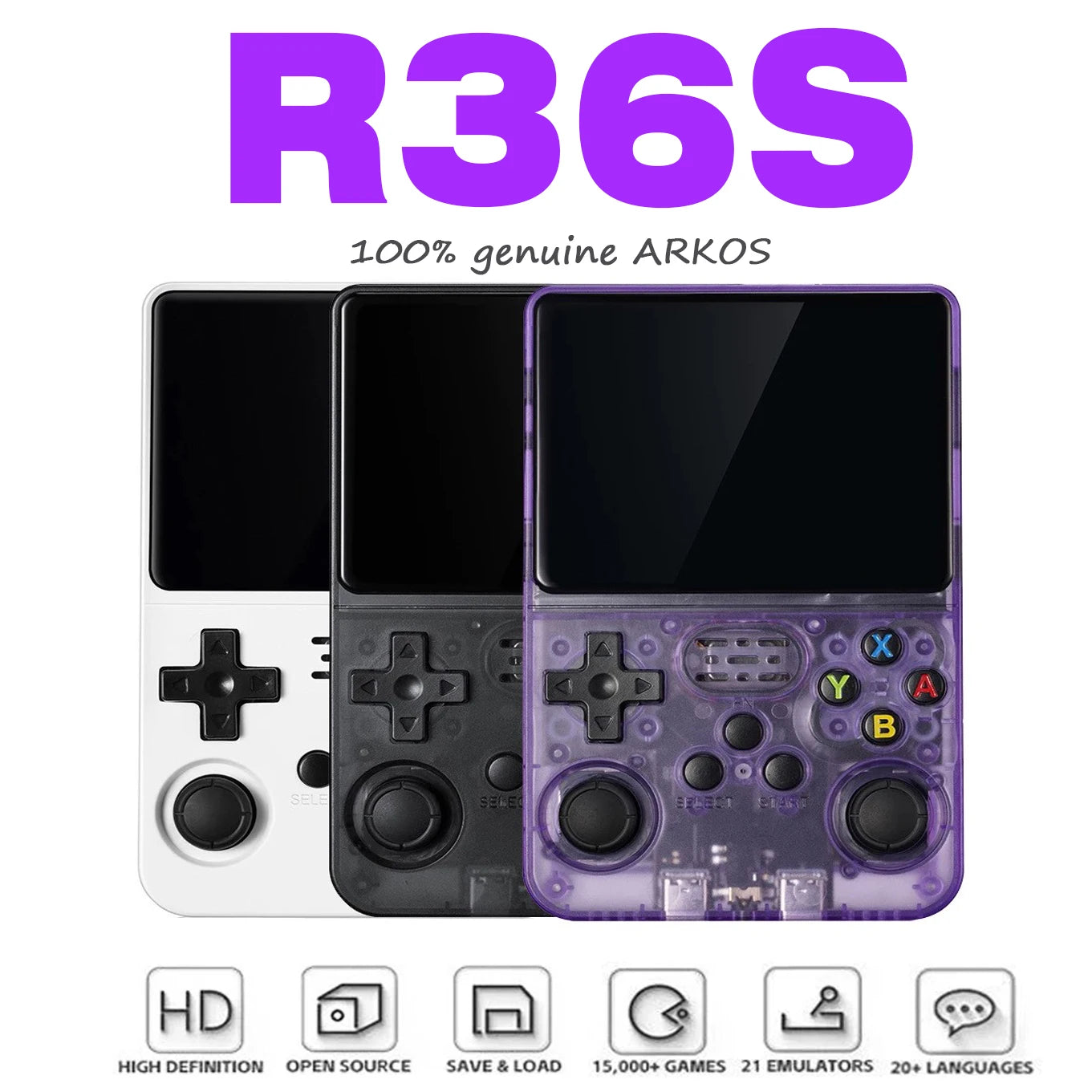 Retro R36S Handheld Video Game Console 3.5 Inch IPS Screen with 128GB Preloaded Games
