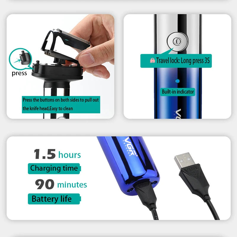 VGR Triple Blade Smart Shaver