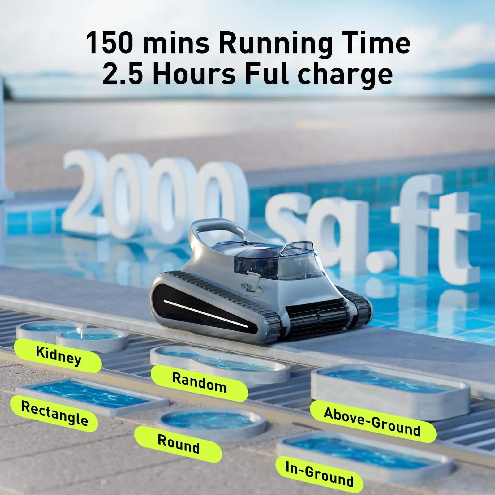 (2025 New) Seauto Crab Pro Cordless Robotic Cleaner, for Inground Pools up to 2000 Sq.Ft, All and Waterline Cleaning Vacuum