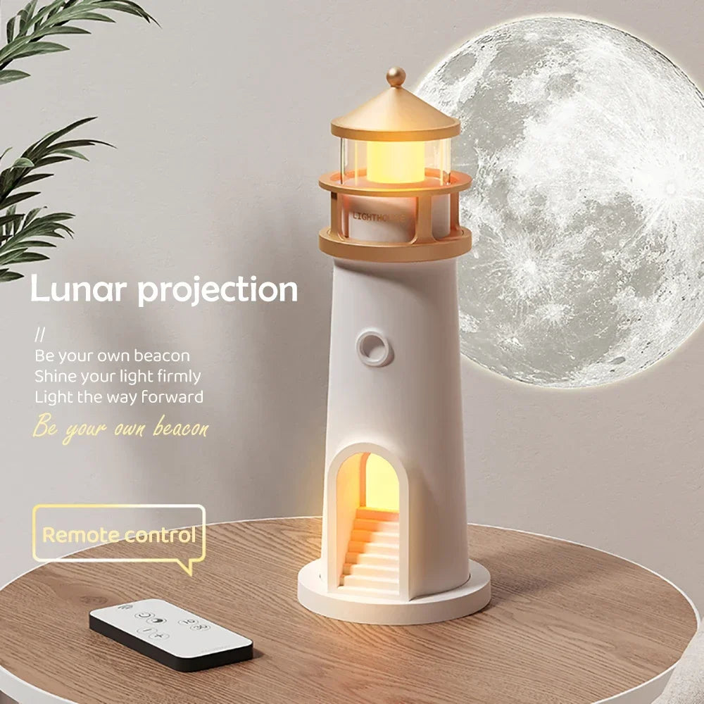 Moon Projection Lighthouse Night Lights Motion Sensor Dimmable Ambient Night Lamp