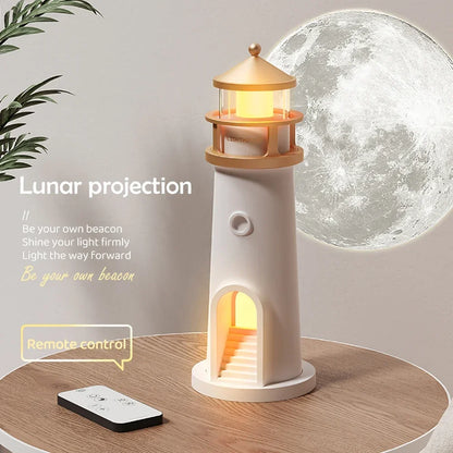 Moon Projection Lighthouse Night Lights Motion Sensor Dimmable Ambient Night Lamp