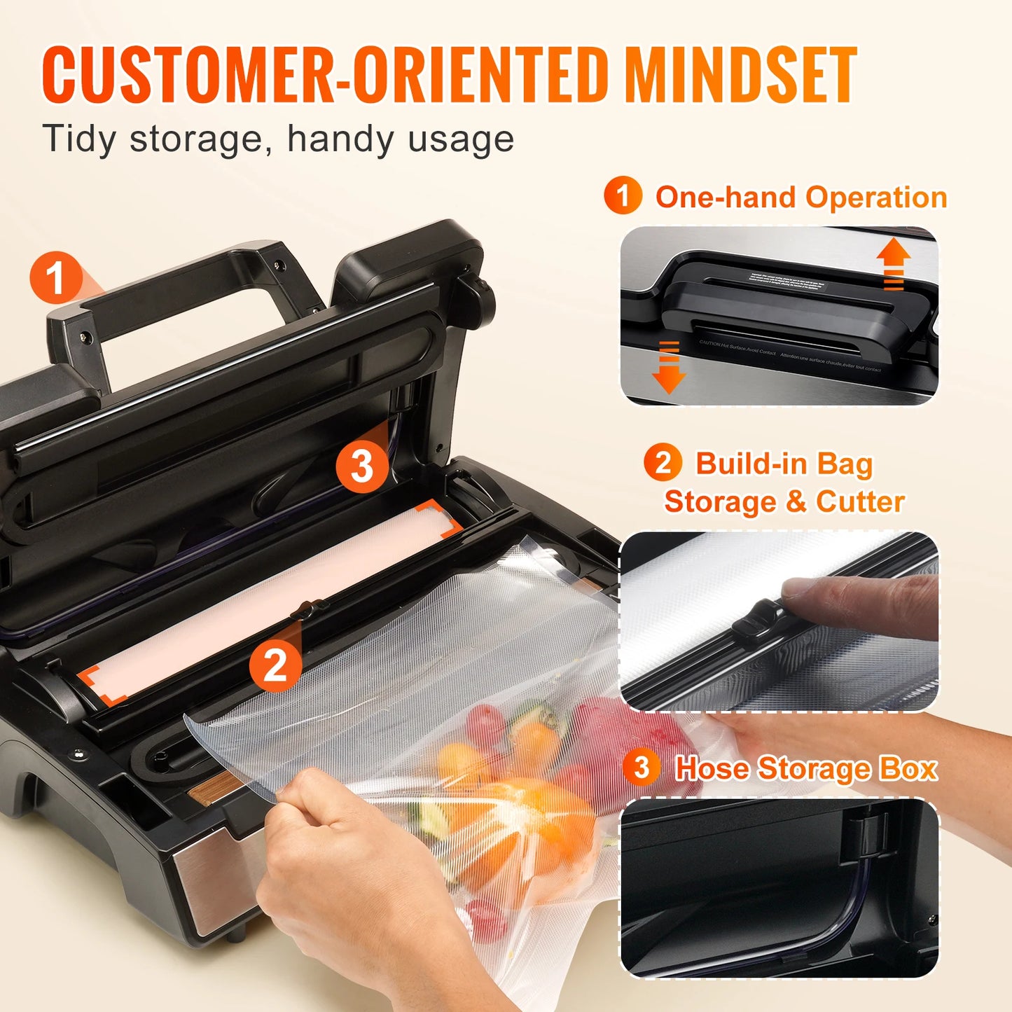 VEVOR 90Kpa 130W Vacuum Sealer Food Packaging Machine with Free 10Pcs Vacuum Bags for Household Kitchen Vacuum Food Sealing