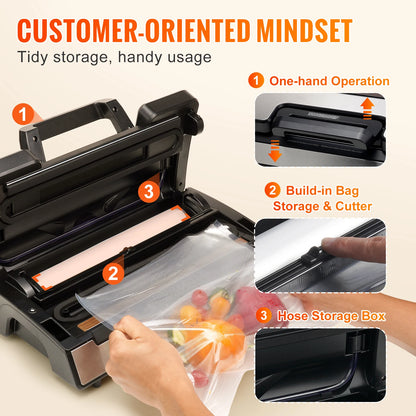 VEVOR 90Kpa 130W Vacuum Sealer Food Packaging Machine with Free 10Pcs Vacuum Bags for Household Kitchen Vacuum Food Sealing