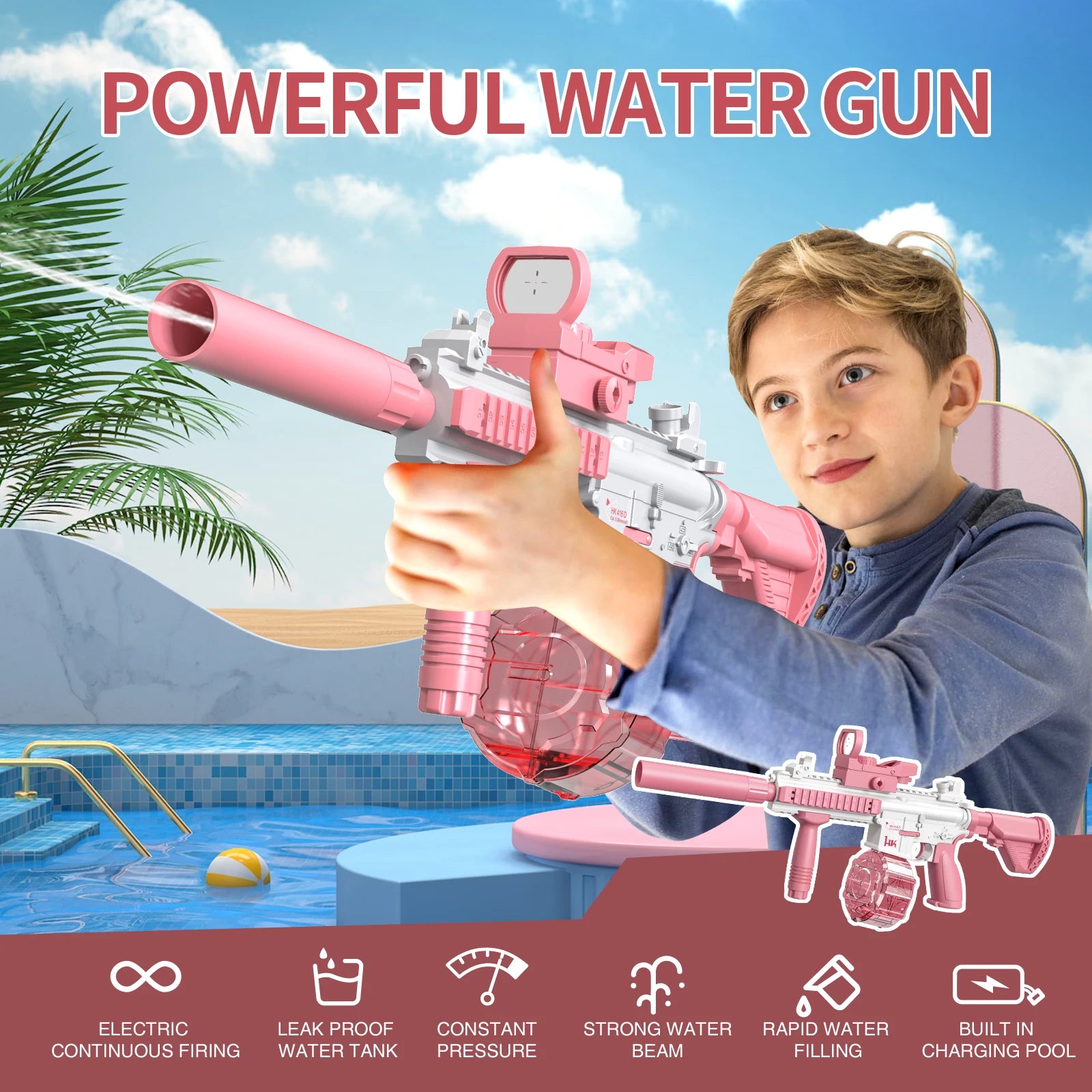 M416 Water Gun Fully Automatic Shooting Toy Summer M416 Water Gun Battle Beach Outdoor Entertainment Children'S and Adult Toys