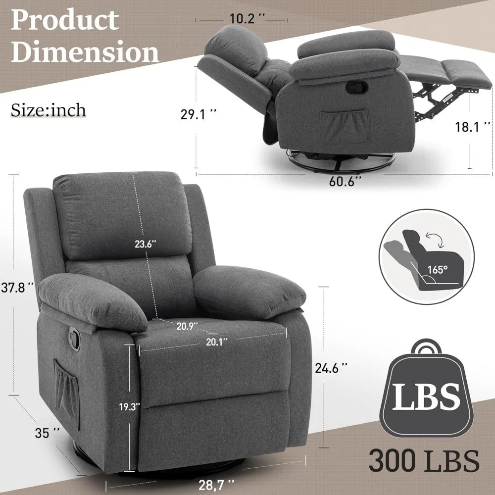 Calvian 360 Swivel Rocker Recliner Chair