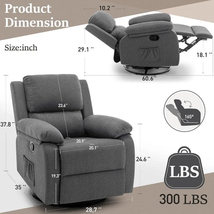 Calvian 360 Swivel Rocker Recliner Chair