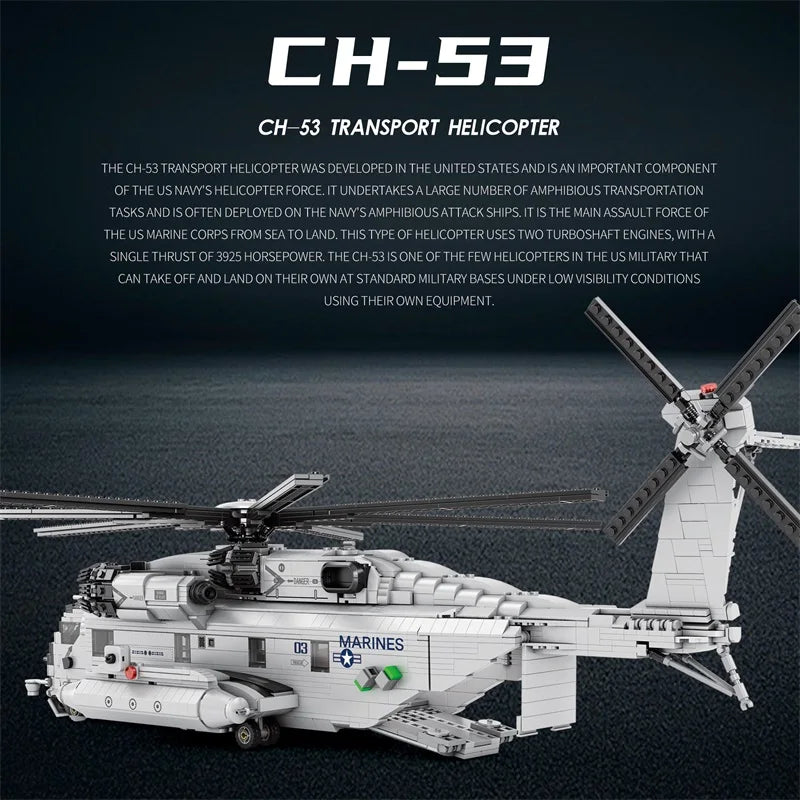 CH-53E Transport Military Helicopter Building Blocks Toy