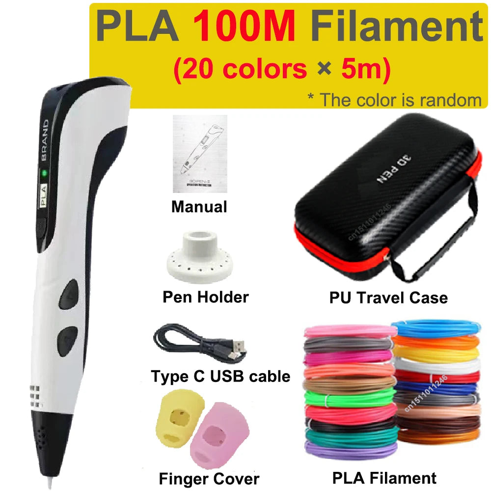 3D Pen for Children 1.75Mm PLA Filament DIY Drawing Birthday Christmas Gifts for Kids