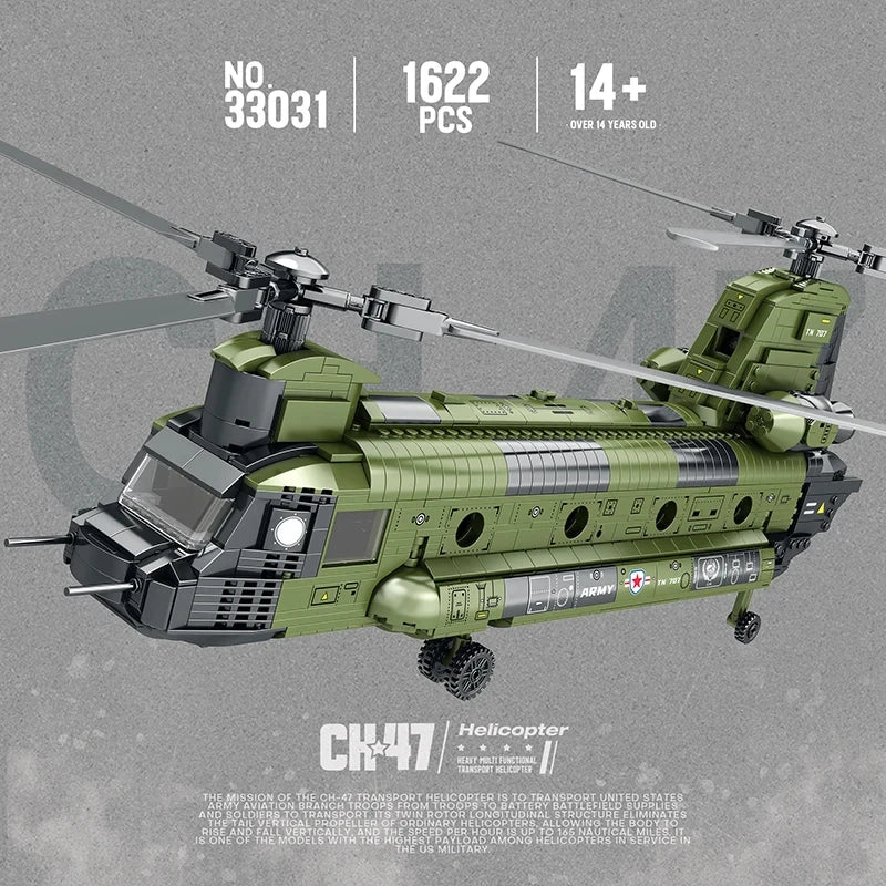 1622PCS CH-47 Chinook Transport Plane Building Blocks Toy