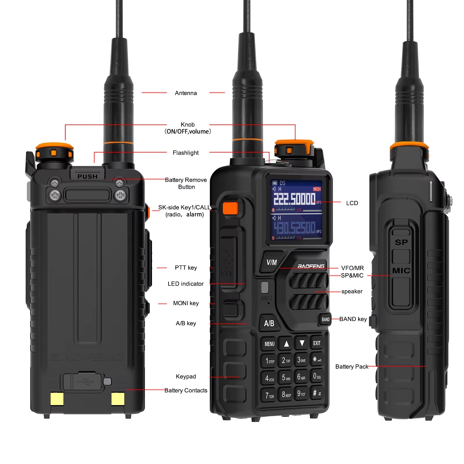 BAOFENG K5PLUS Tri-Band Radio Set