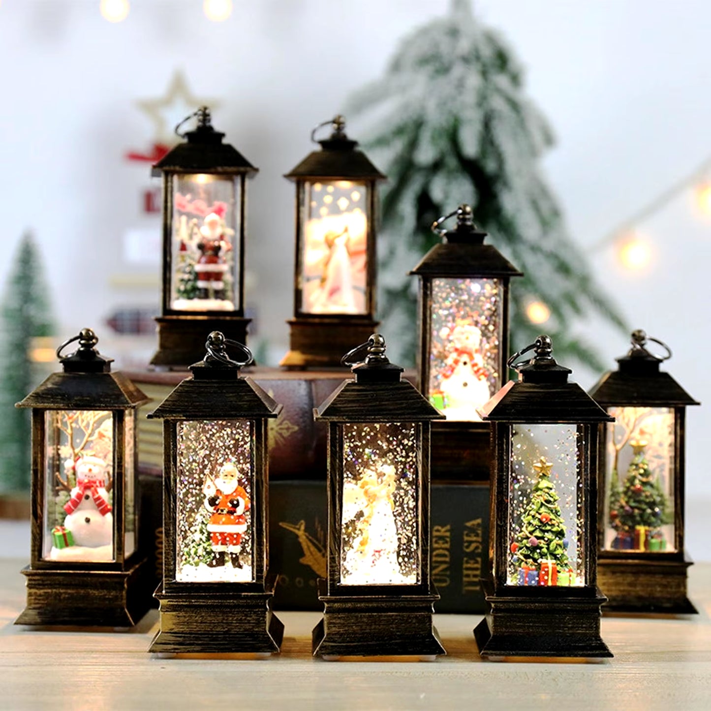 Vintage Santa LED Christmas Lantern