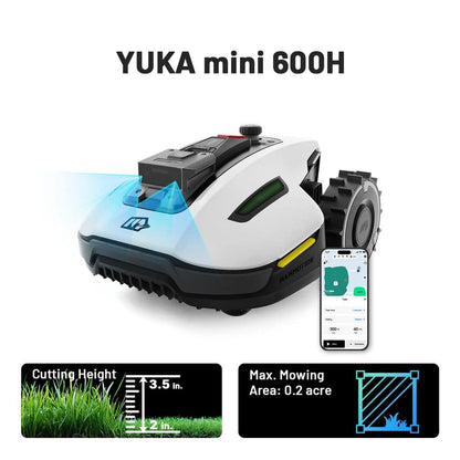 YUKA Mini 600H 7.5 In. Robot Lawn Mower (1/4 Acre) with AI Obstacle Avoidance and Multi-Zone Management