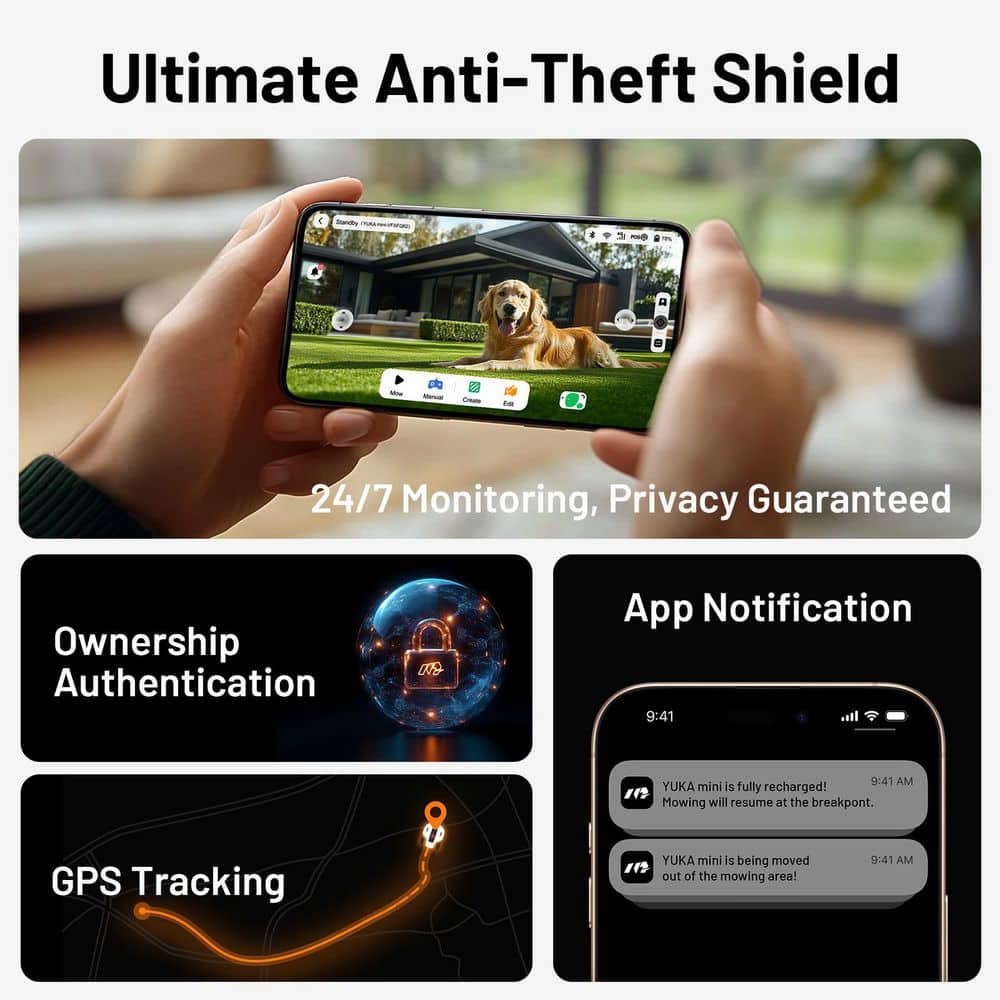 YUKA Mini 600H 7.5 In. Robot Lawn Mower (1/4 Acre) with AI Obstacle Avoidance and Multi-Zone Management