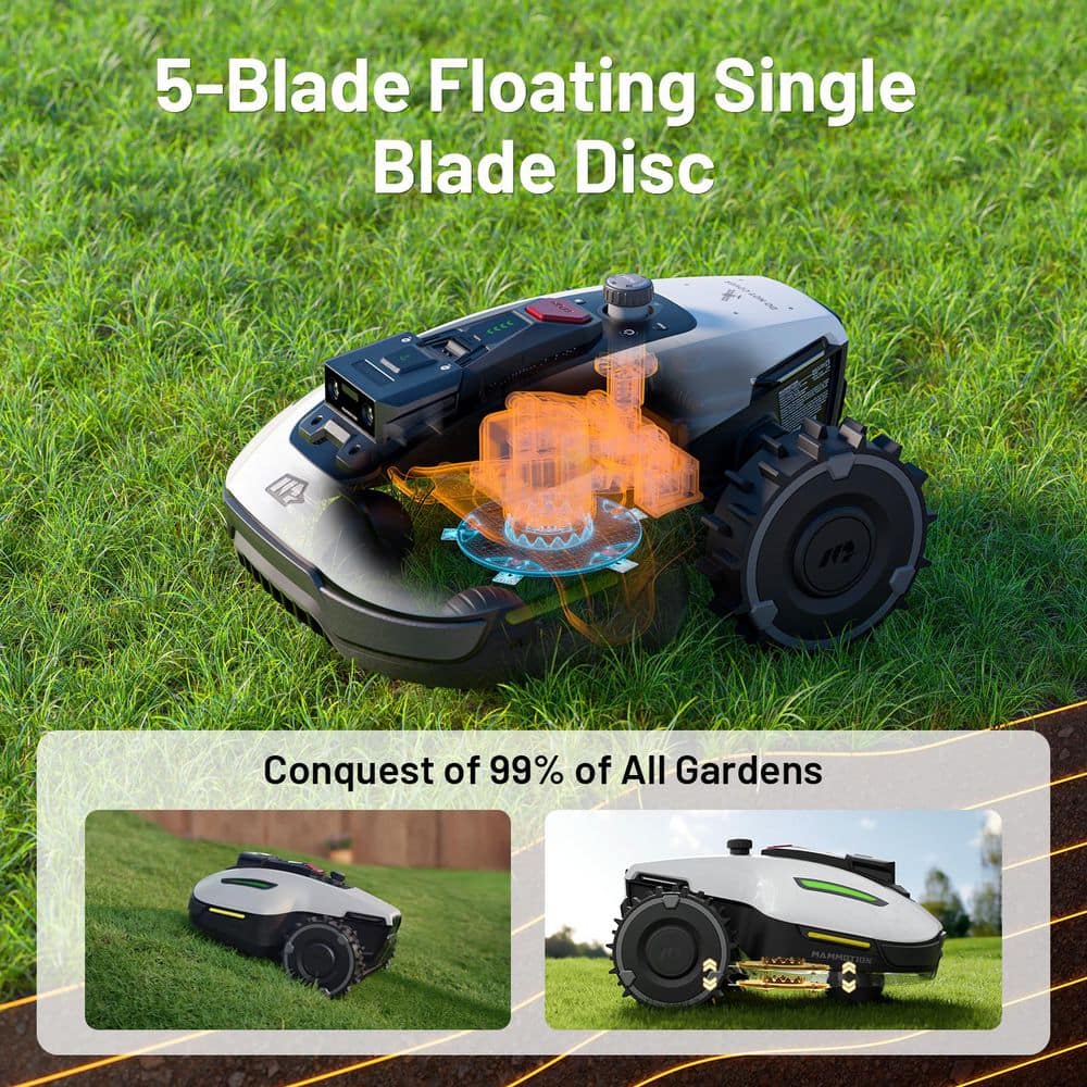 YUKA Mini 600H 7.5 In. Robot Lawn Mower (1/4 Acre) with AI Obstacle Avoidance and Multi-Zone Management