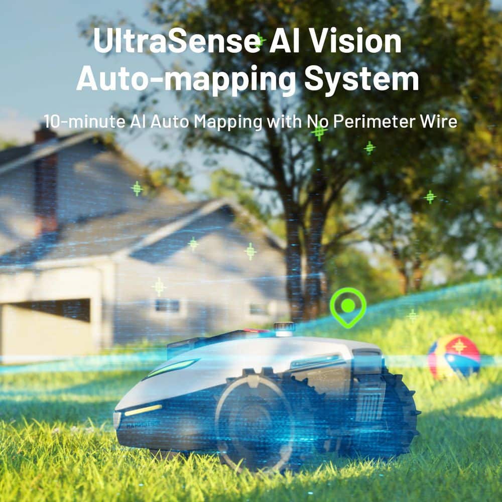 YUKA Mini 600H 7.5 In. Robot Lawn Mower (1/4 Acre) with AI Obstacle Avoidance and Multi-Zone Management