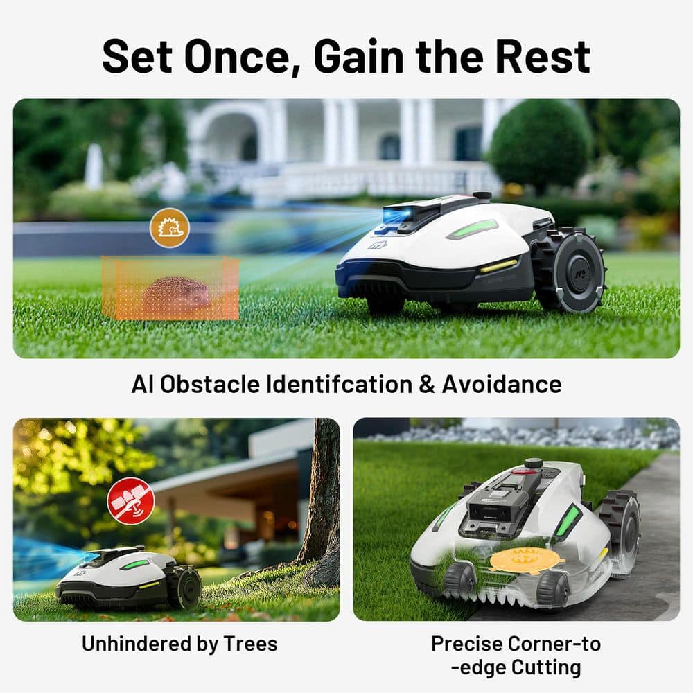 YUKA Mini 600H 7.5 In. Robot Lawn Mower (1/4 Acre) with AI Obstacle Avoidance and Multi-Zone Management