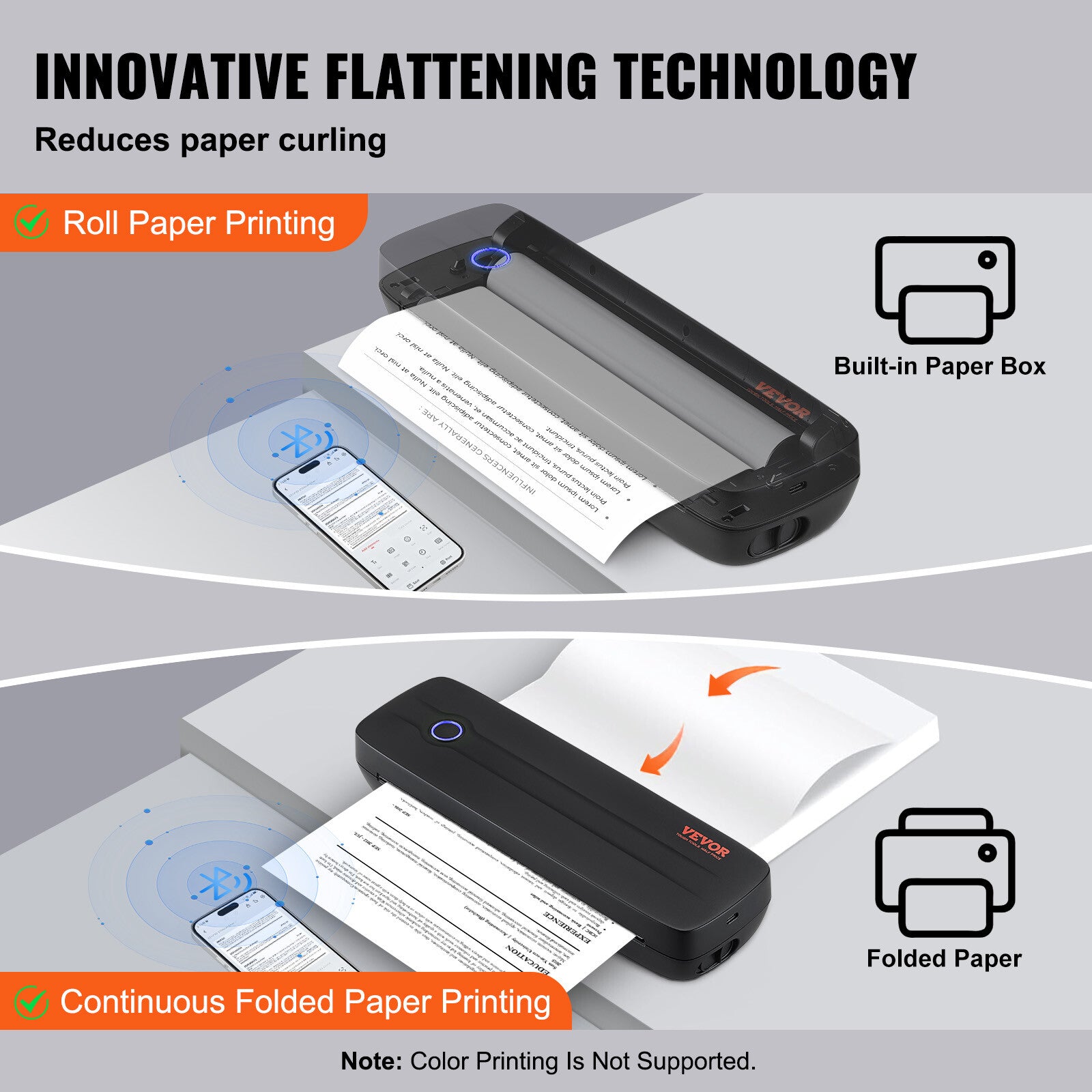 VEVOR Portable Printer Wireless Inkless Printer 2600 Mah for Travel & for Home