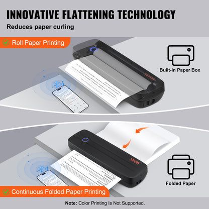 VEVOR Portable Printer Wireless Inkless Printer 2600 Mah for Travel & for Home